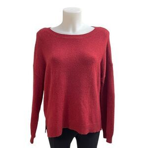 HINGE rustic red boat neck‎ sweater back zip detail cotton blend size medium